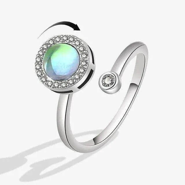 Blue Moonstone Fidget Spinner Ring