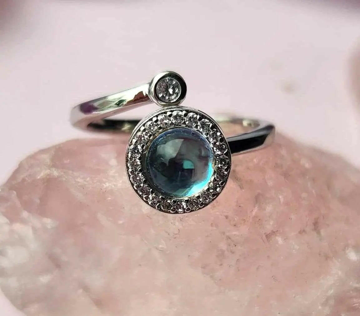 Blue Moonstone Fidget Spinner Ring