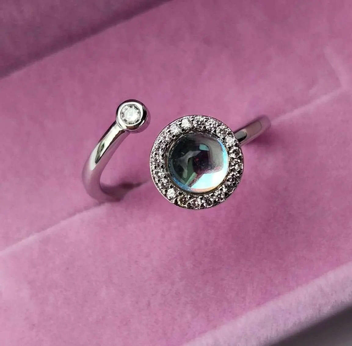 Blue Moonstone Fidget Spinner Ring