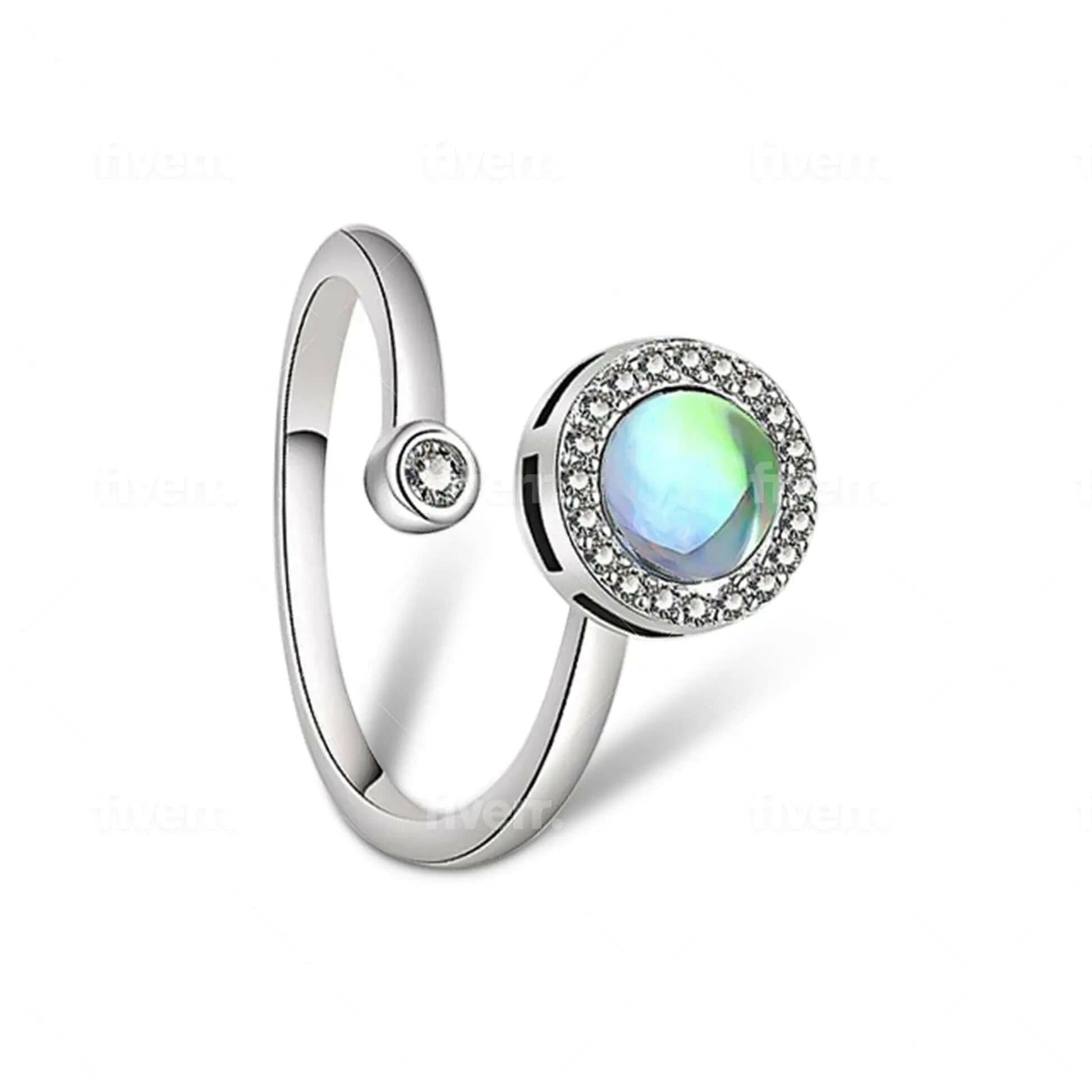 Blue Moonstone Fidget Spinner Ring