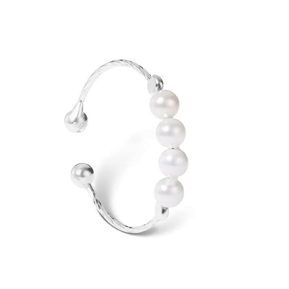 White Faux Pearl Fidget Anxiety Ring