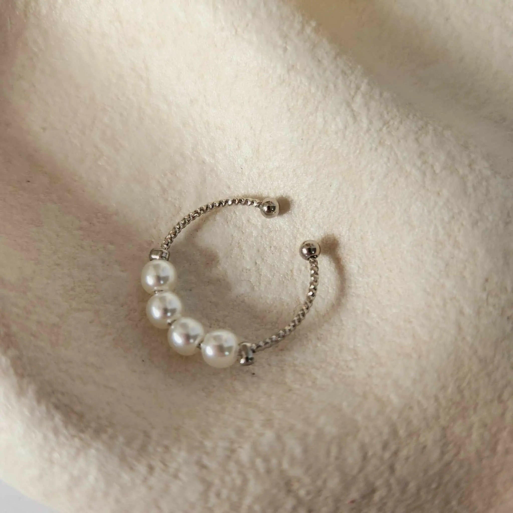 White Faux Pearl Fidget Anxiety Ring