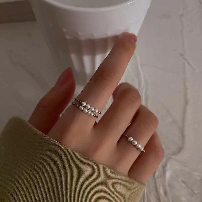 White Faux Pearl Fidget Anxiety Ring
