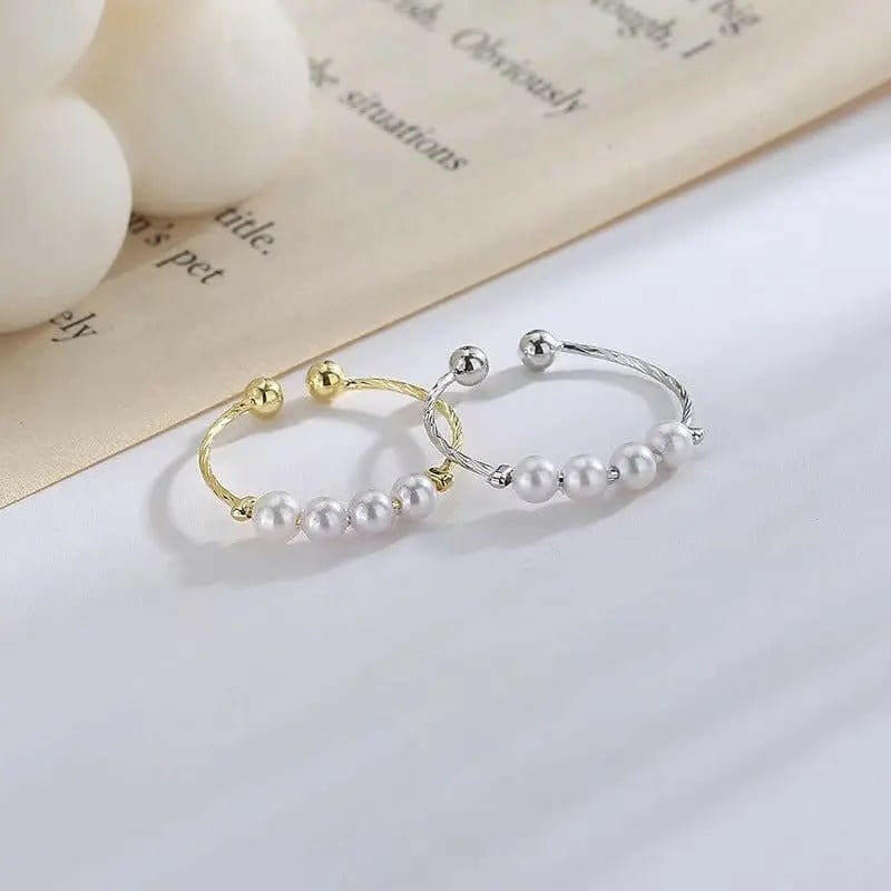 White Faux Pearl Fidget Anxiety Ring