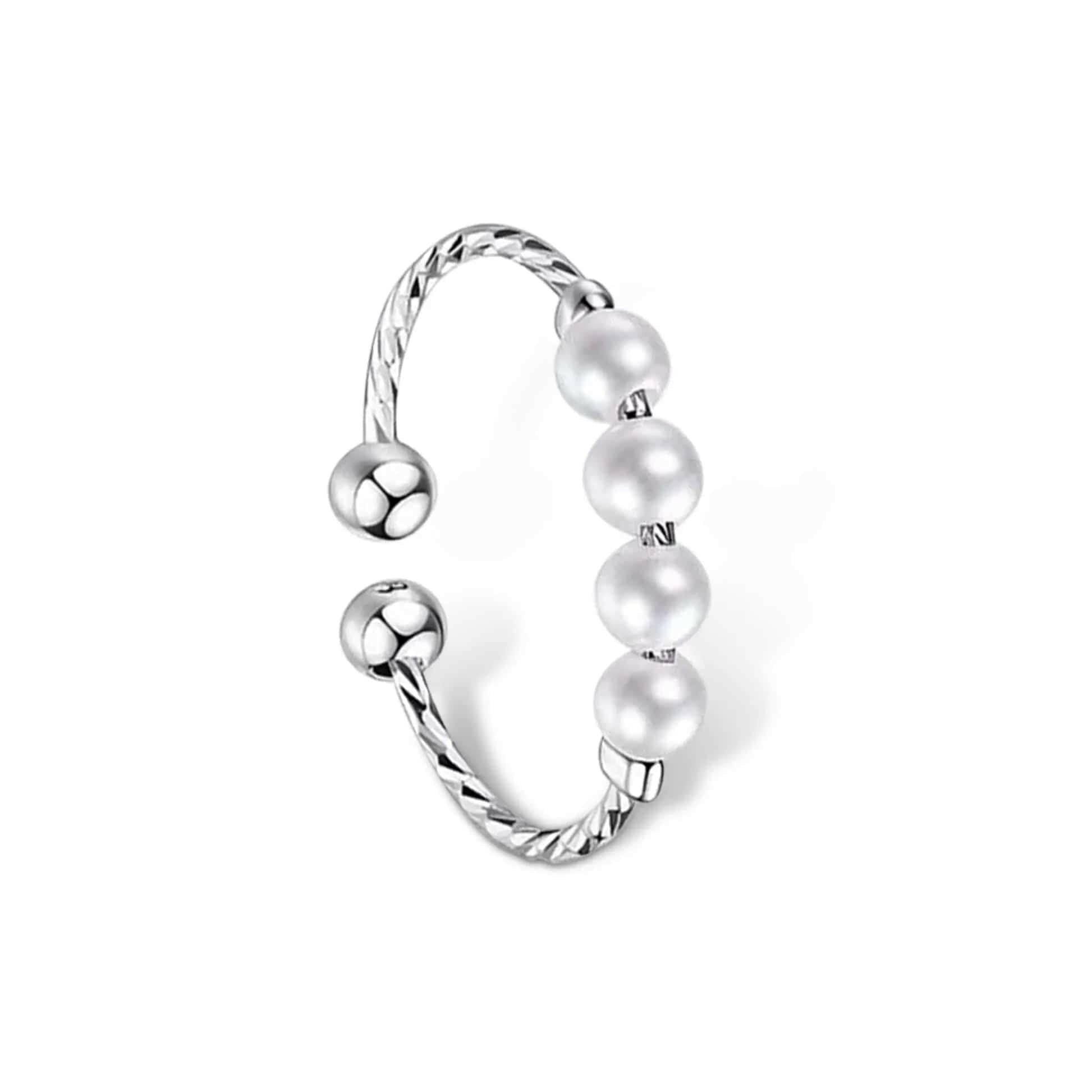 White Faux Pearl Fidget Anxiety Ring