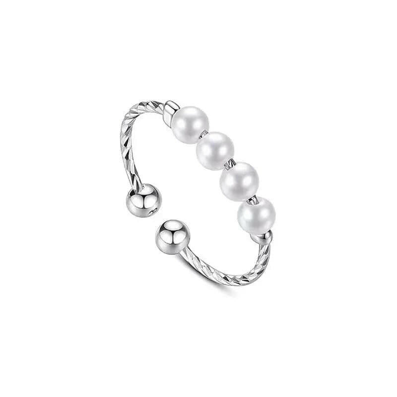White Faux Pearl Fidget Anxiety Ring