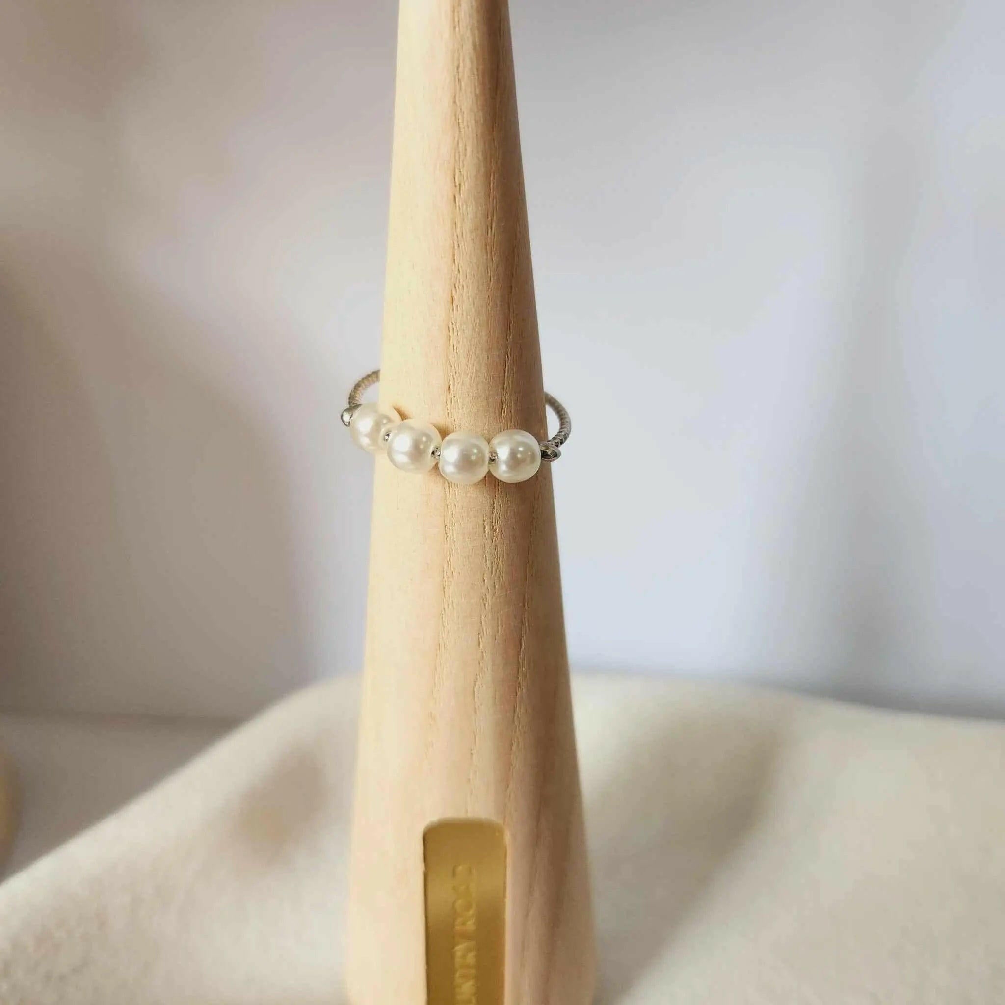 White Faux Pearl Fidget Anxiety Ring