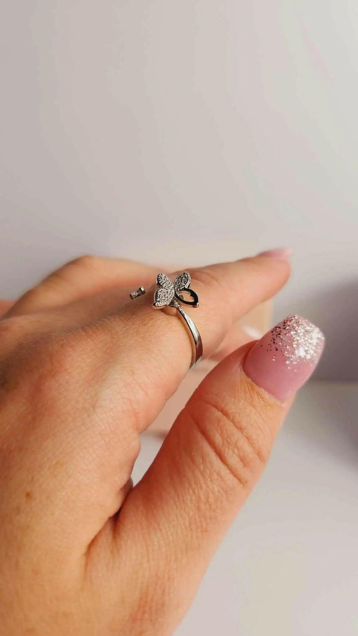 Iced Butterfly Fidget Spinner Ring