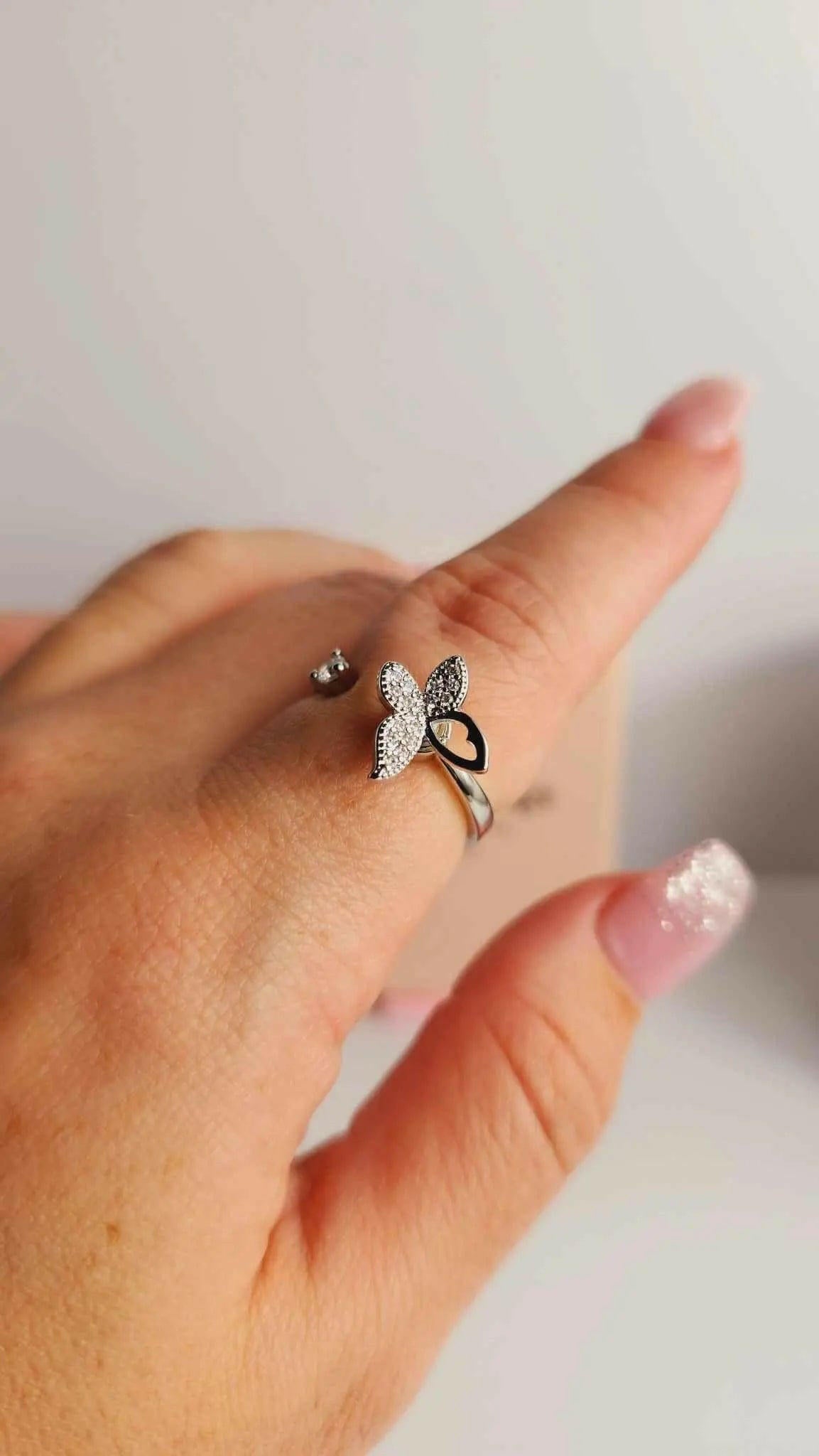 Iced Butterfly Fidget Spinner Ring