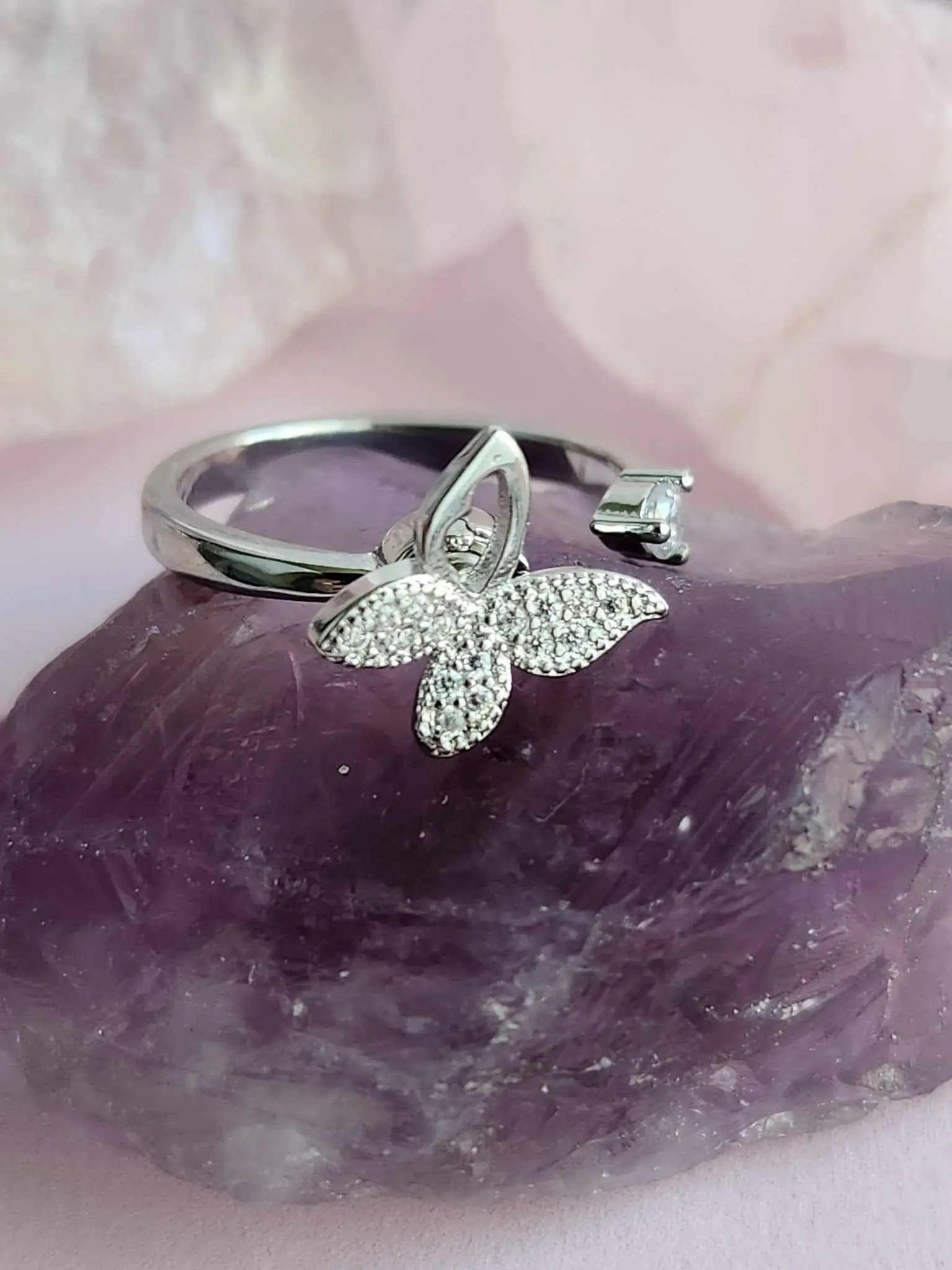 Iced Butterfly Fidget Spinner Ring