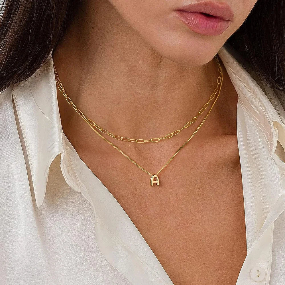 Alouette Gold Bubble Initial Necklace