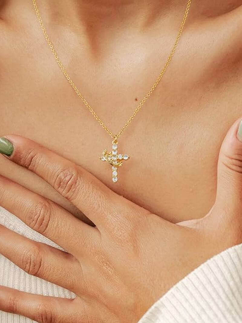 Tabitha Gemstone Cross Pendant Necklace