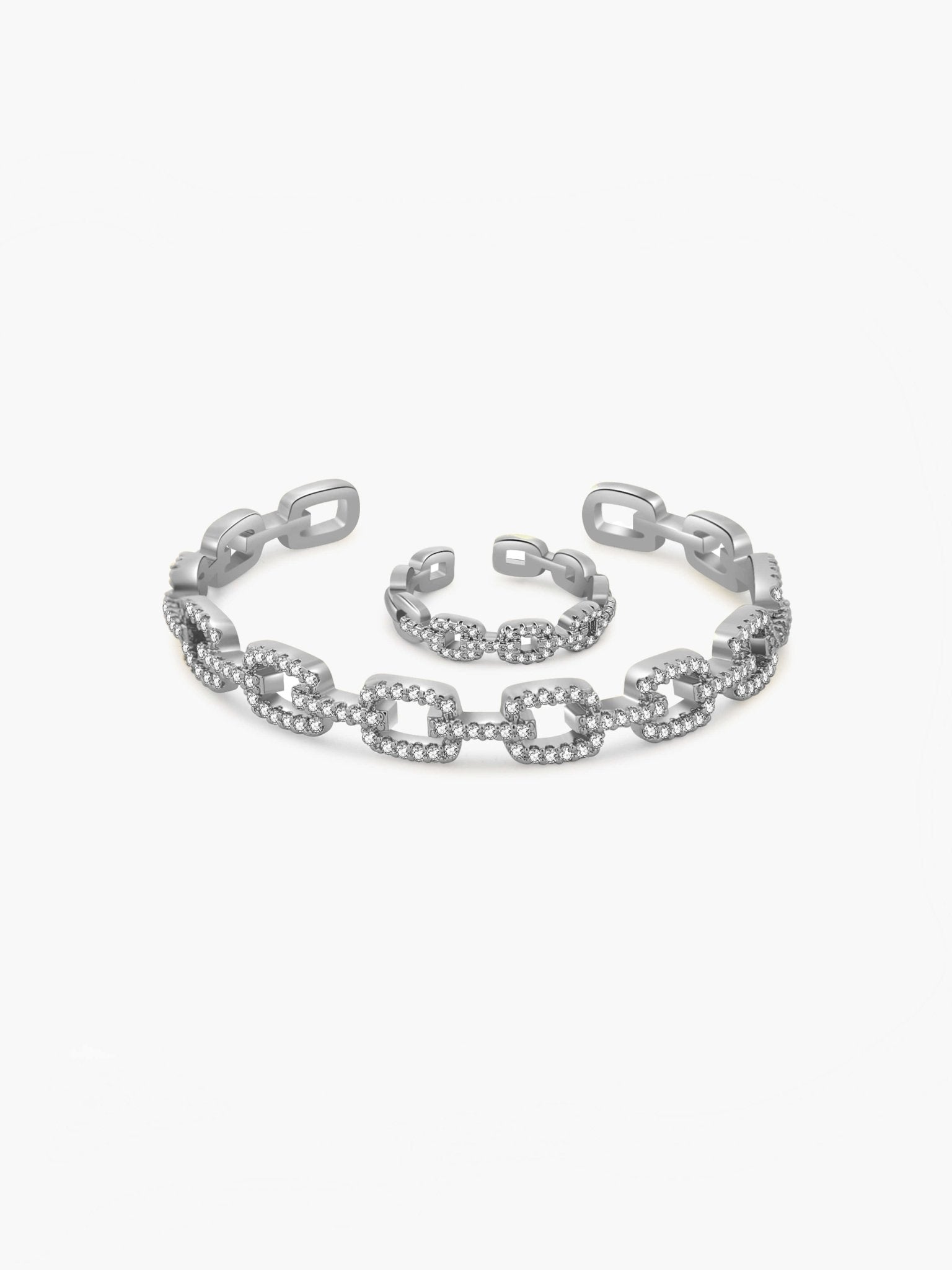 Fenella Adjustable Zirconia Link Ring & Bracelet Set