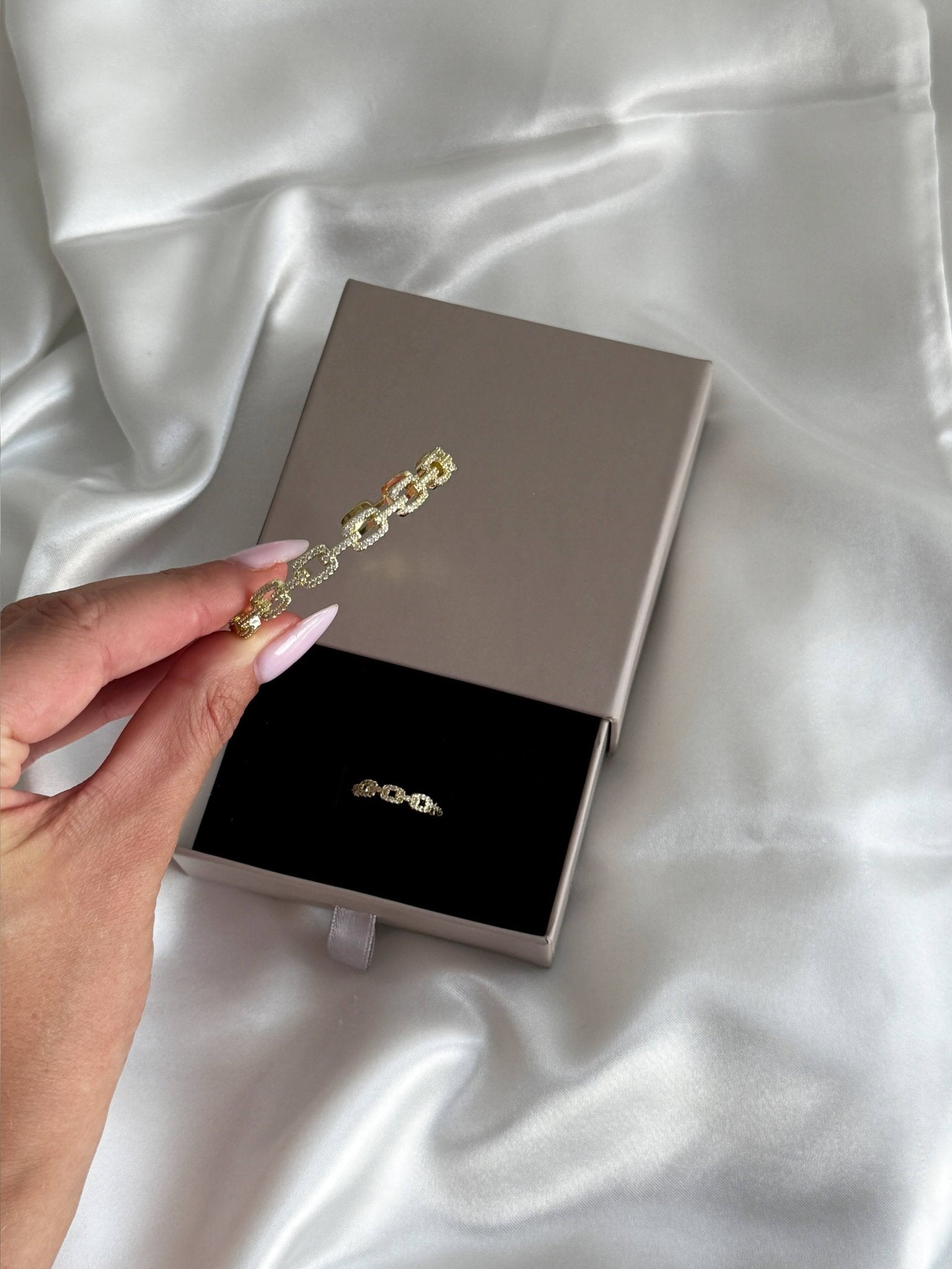 Fenella Adjustable Zirconia Link Ring & Bracelet Set