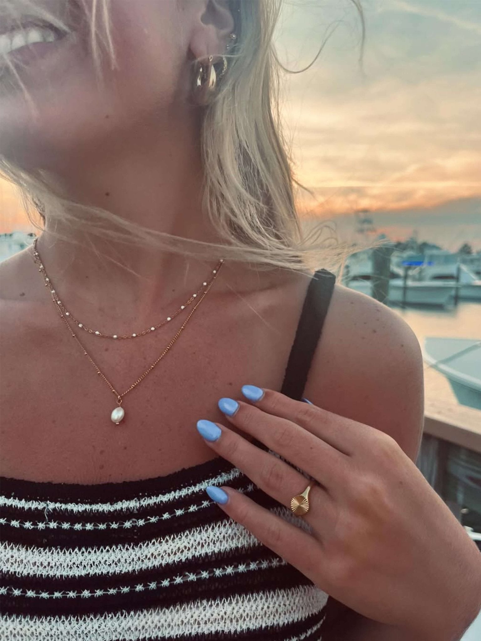 Iona Minimal Pearl Bead Chain Necklace