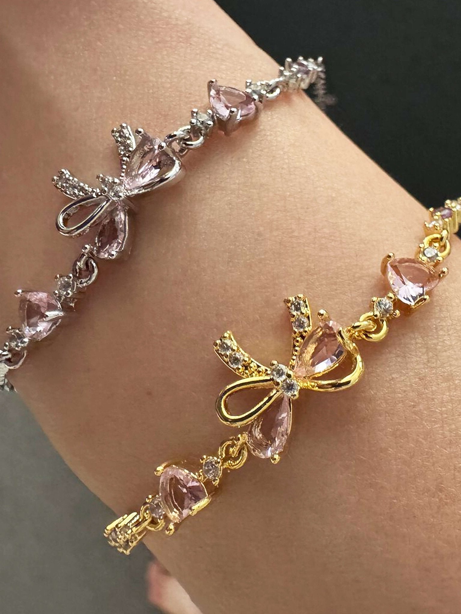 Jasmine Zirconia Bow Detail Chain Bracelet