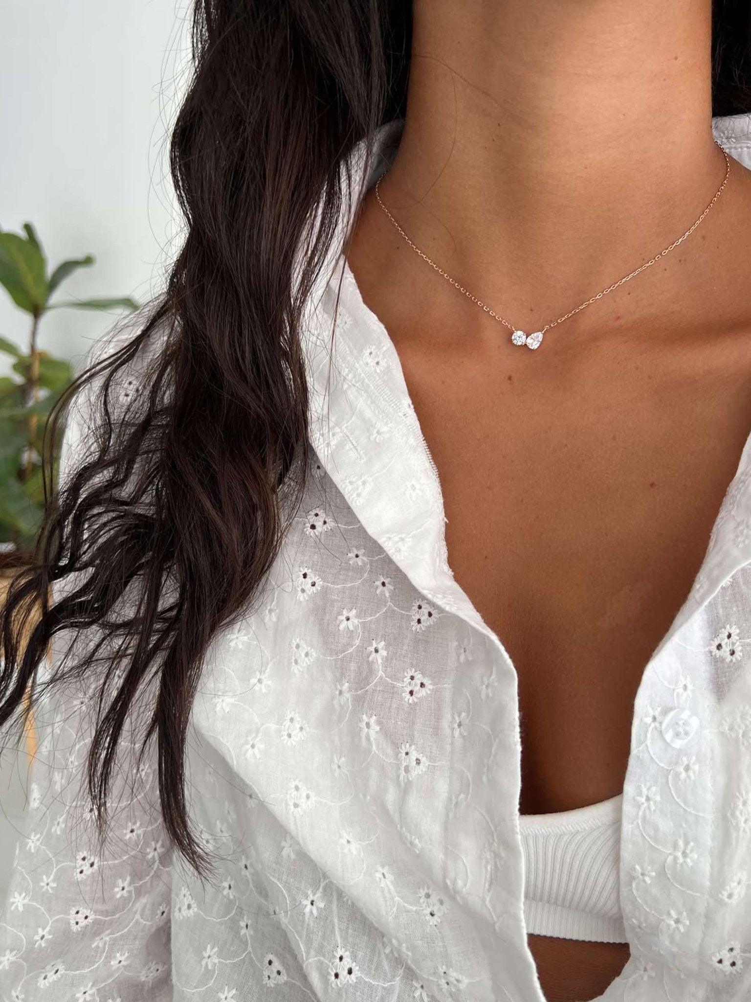 Sherah Twin Zirconia Pendant Necklace