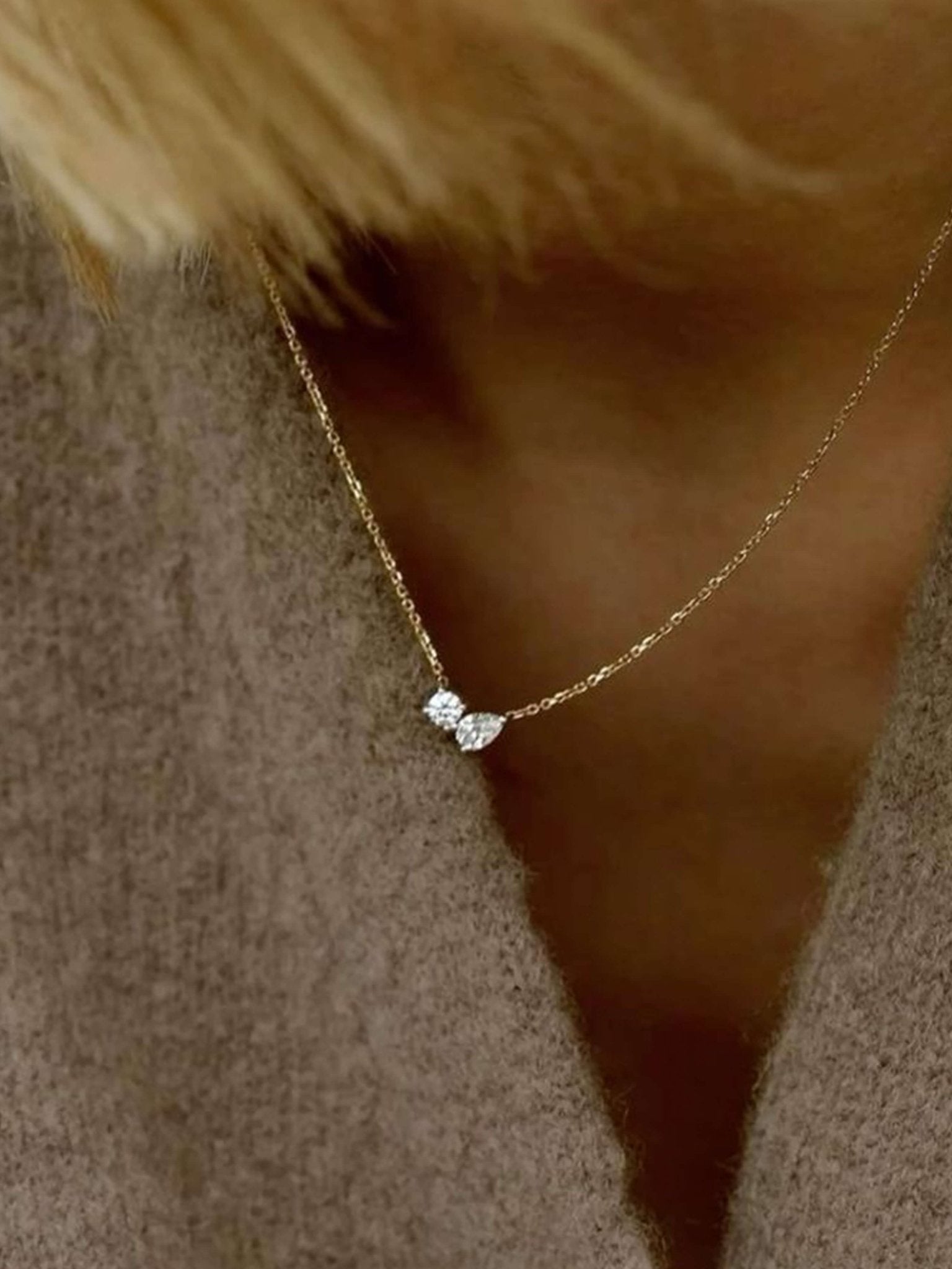 Sherah Twin Zirconia Pendant Necklace