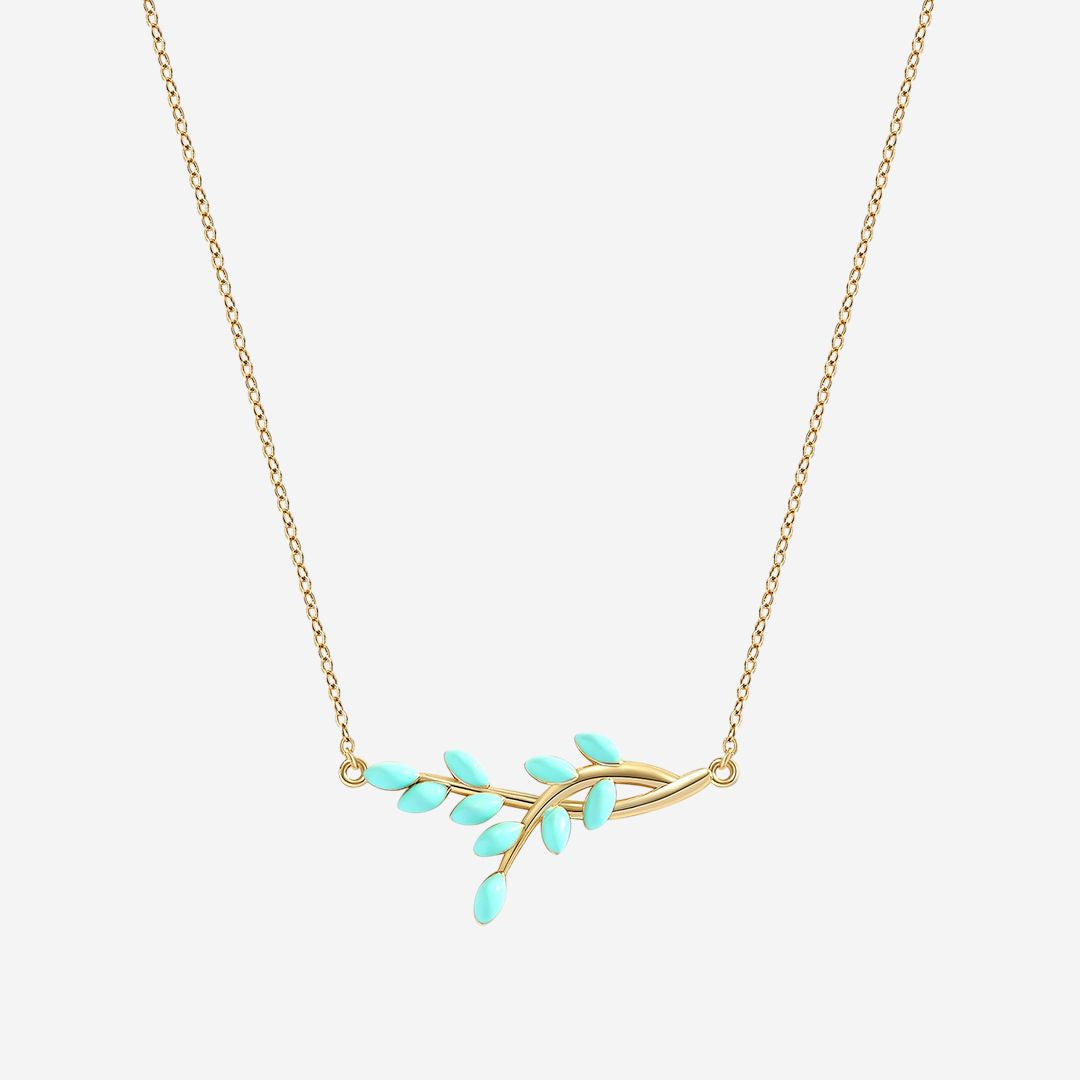 Enamel Leaf Pendant Necklace
