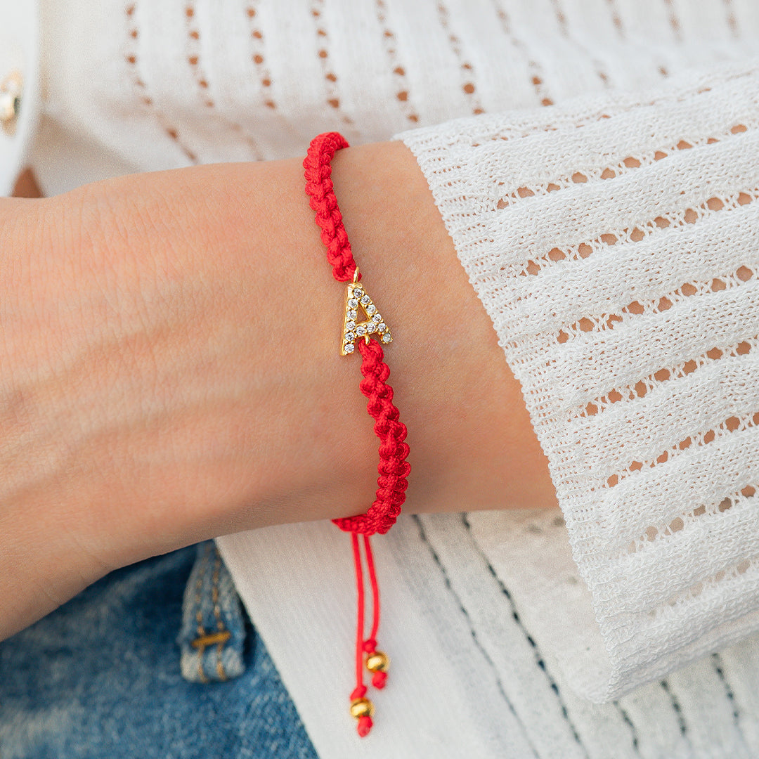 Braided Initial String Adjustable Bracelet