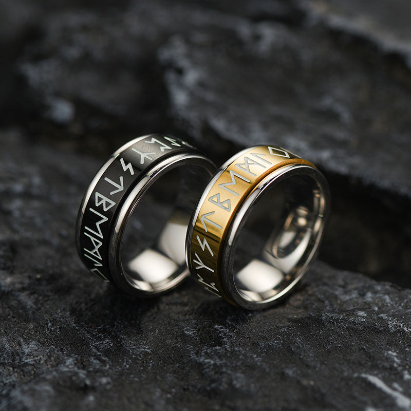 Vintage Nordic Rune Ring for Men