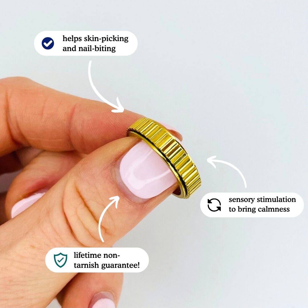 Gold Grooved Anxiety Ring