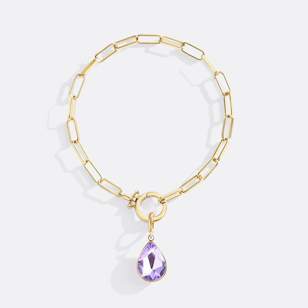 Mint Paperclip Bracelet & Teardrop Birthstone Charm