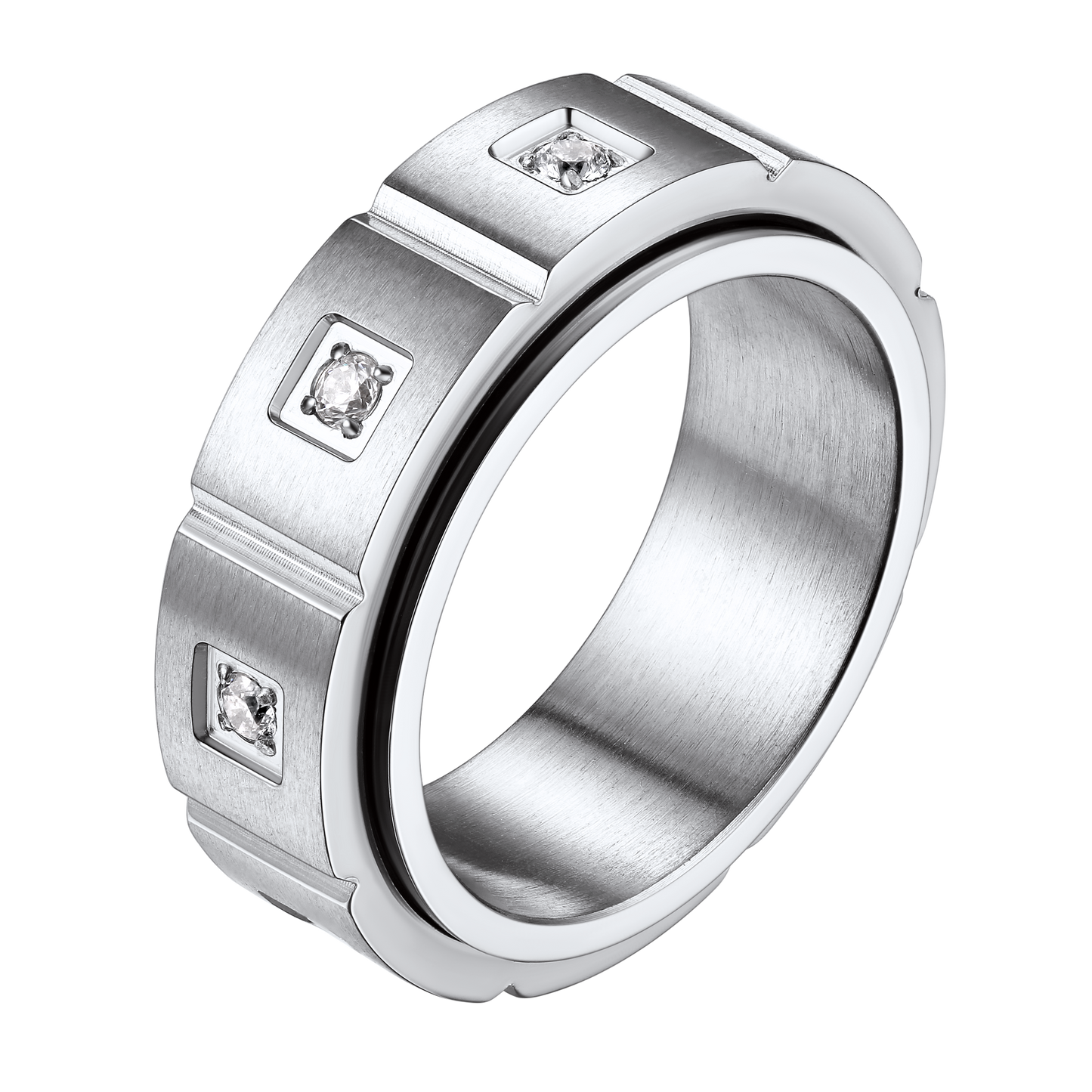 Zircon Fidget Ring for Anxiety Stainless Steel