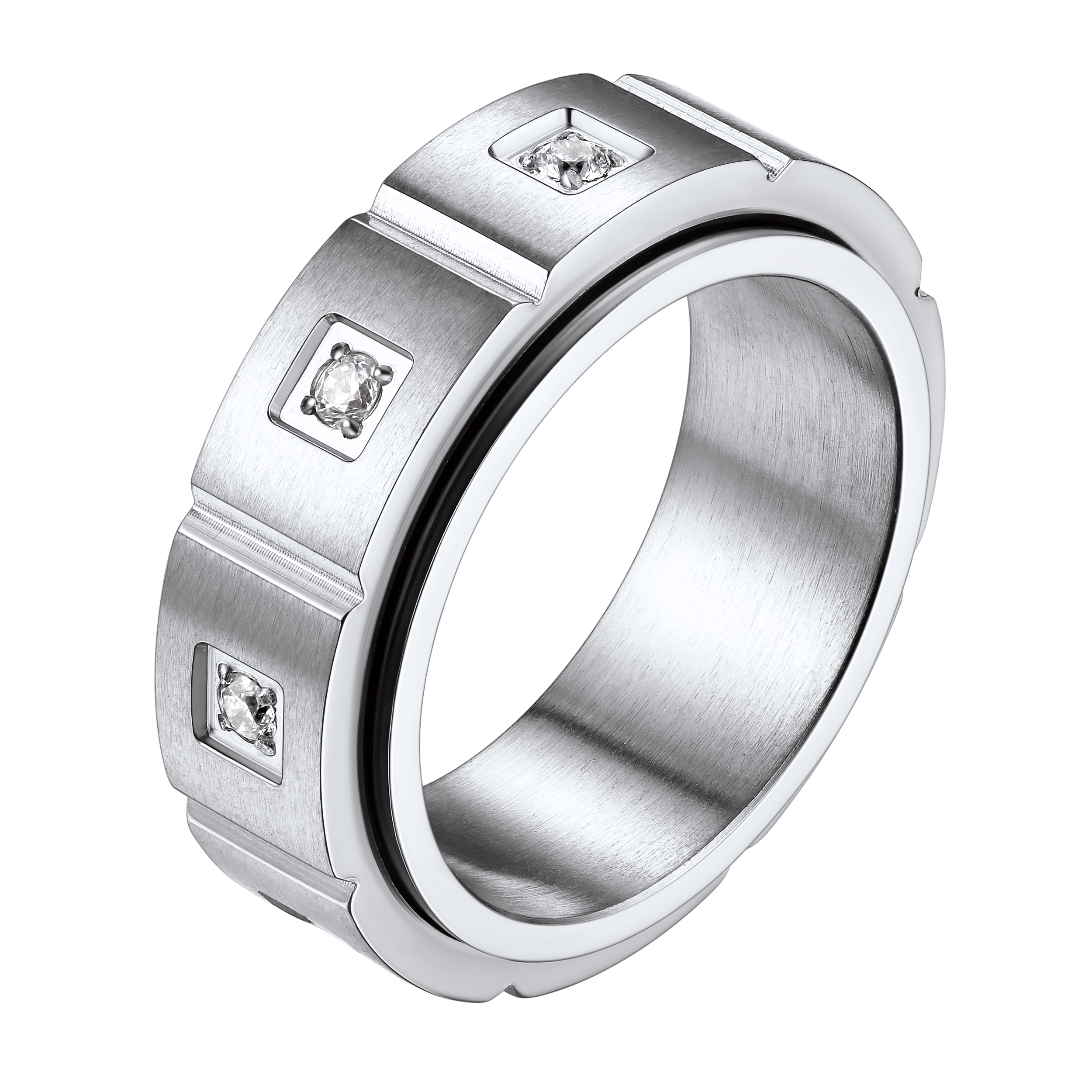 Zircon Fidget Ring for Anxiety Stainless Steel