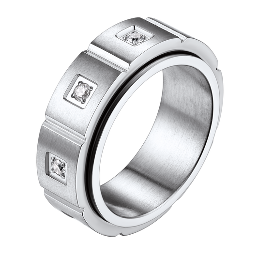 Zircon Fidget Ring for Anxiety Stainless Steel