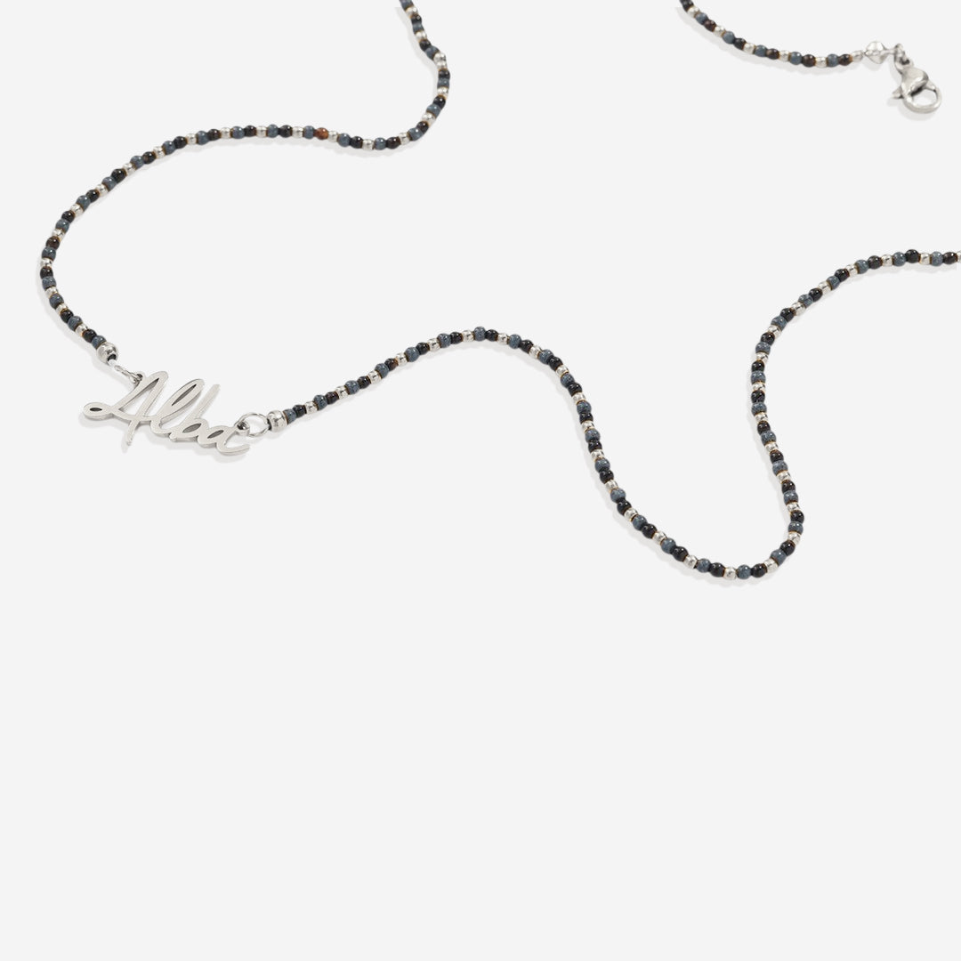 Onyx Beaded Fairy Name Necklace