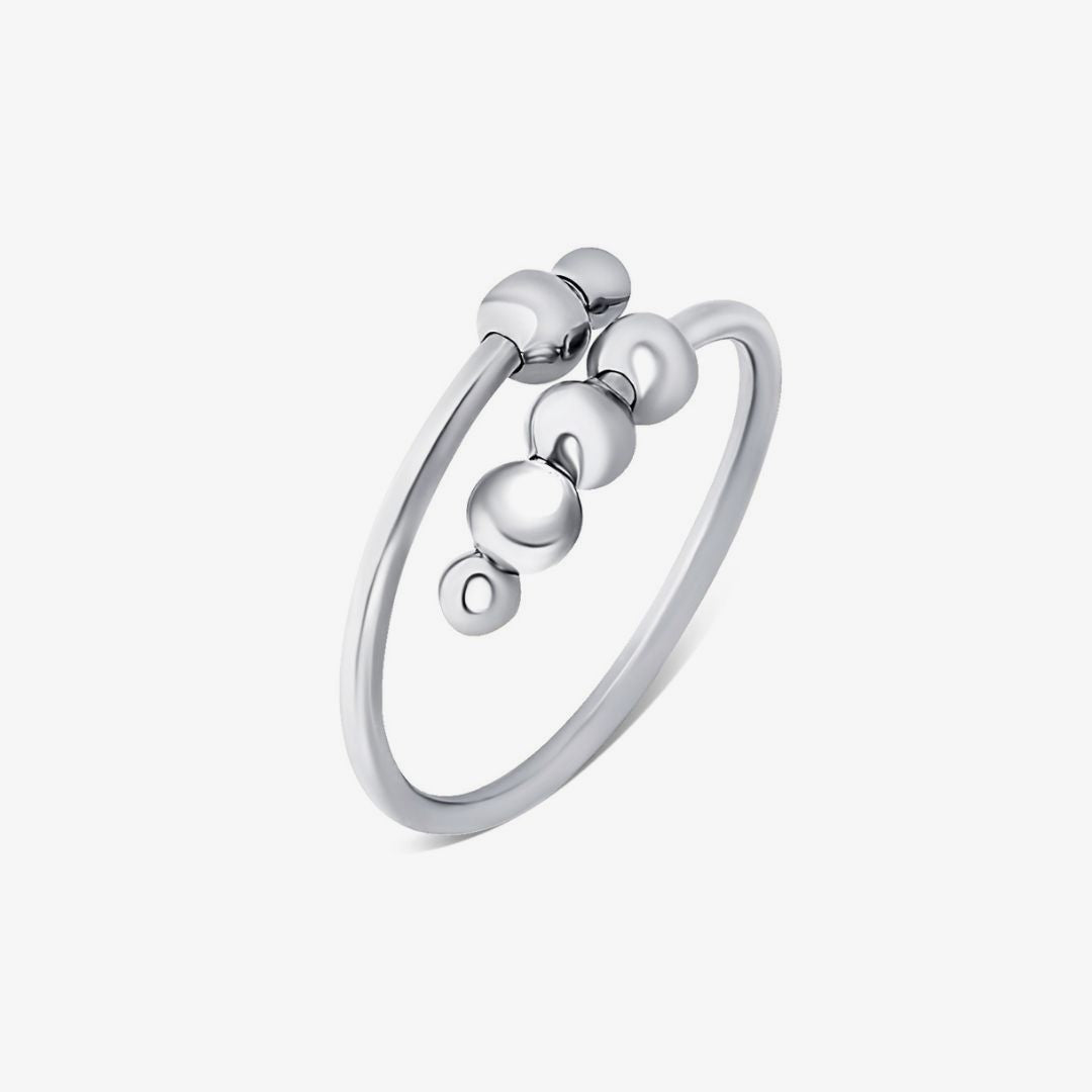 Silver 4-Bead Adjustable Anxiety Ring (316L)
