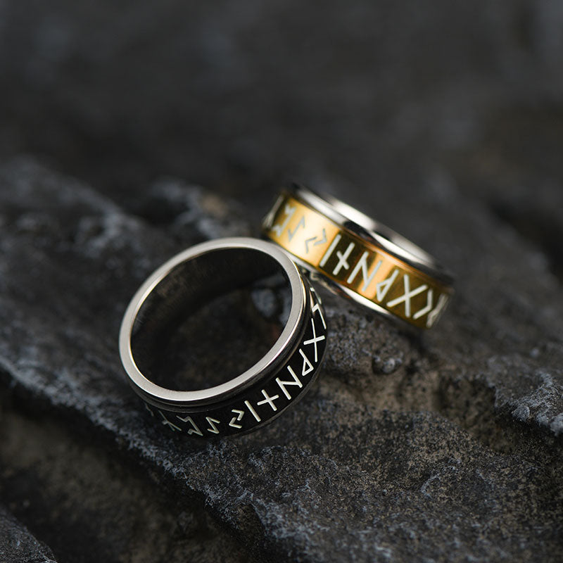 Vintage Nordic Rune Ring for Men