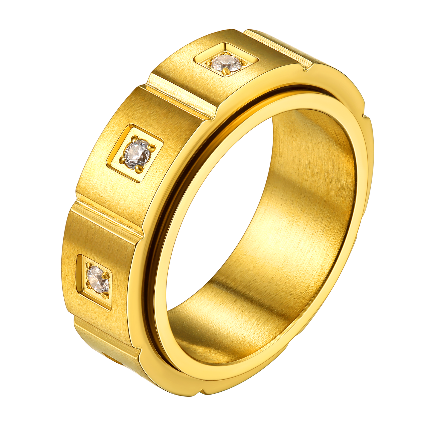 Zircon Fidget Ring for Anxiety Stainless Steel