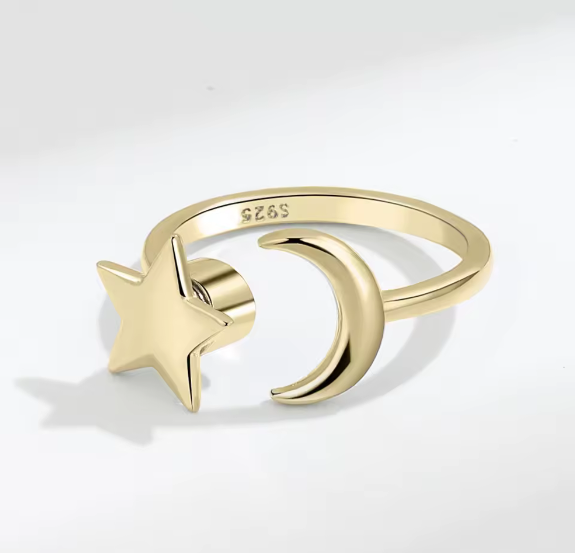Moon Star Spinning Anxiety Ring