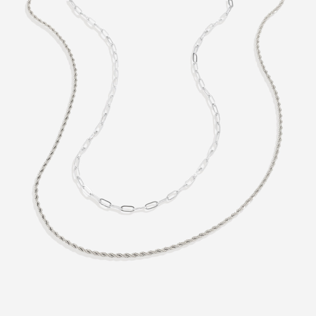 Rope & Paperclip Chain Necklace Duo
