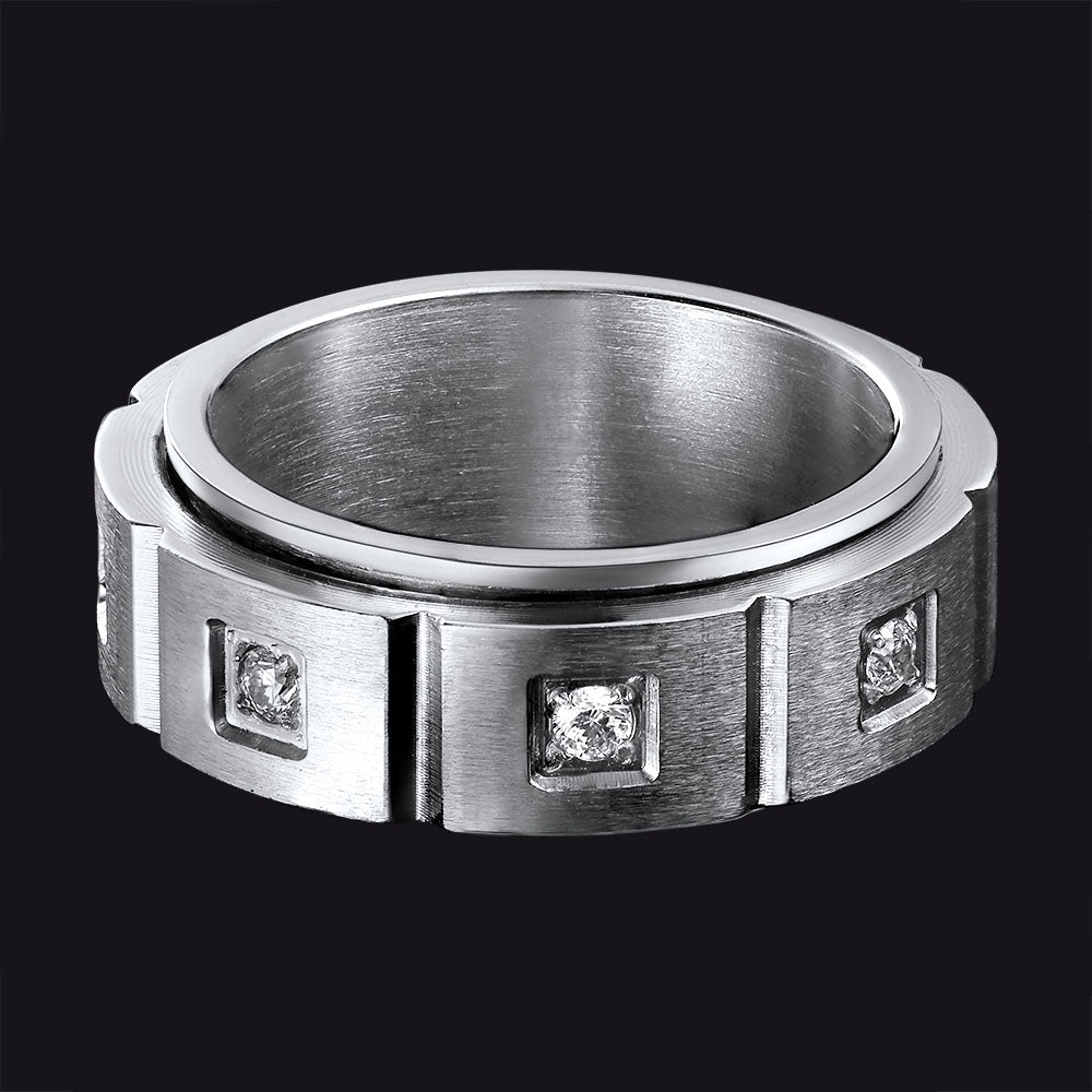 Zircon Fidget Ring for Anxiety Stainless Steel