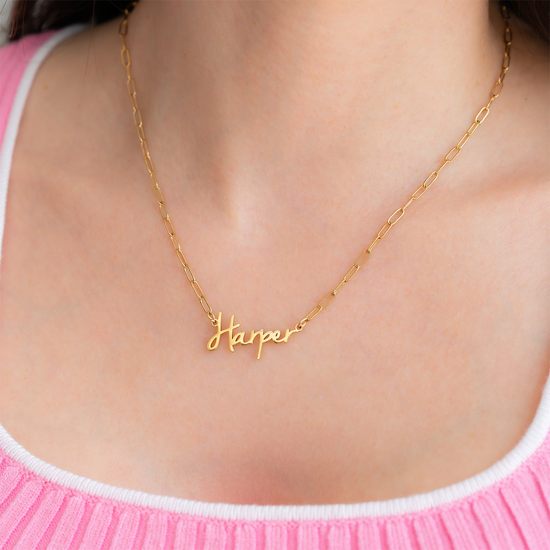 Fairy Name Necklace with Paperclip Chain