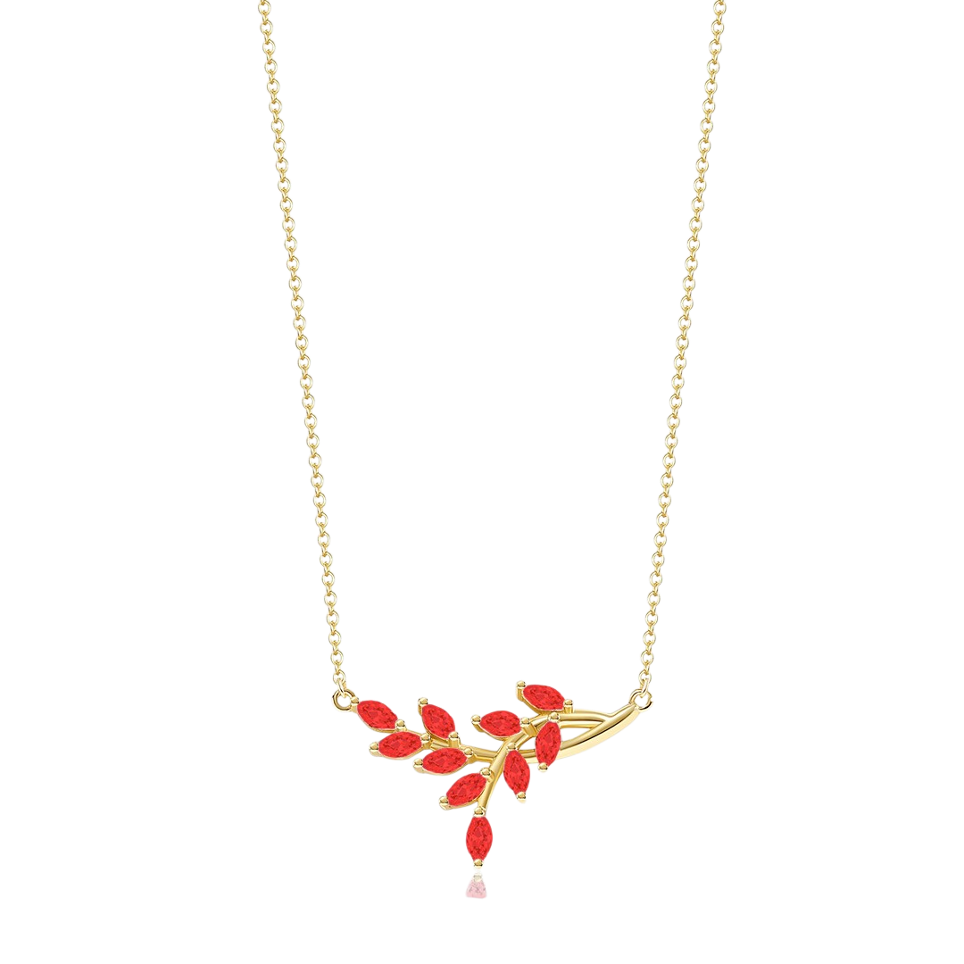Birthstone Leaf Pendant Necklace
