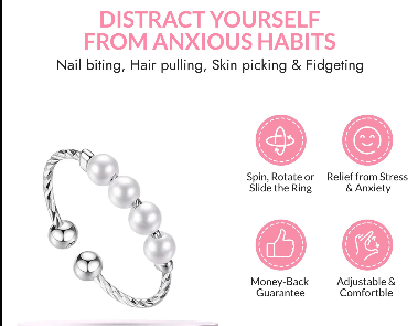 White Faux Pearl Fidget Anxiety Ring