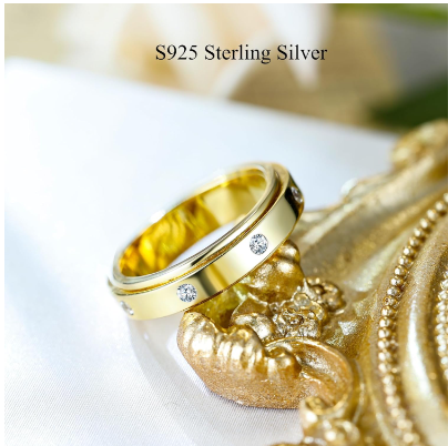 Gold Celestial Engraved Anxiety Ring