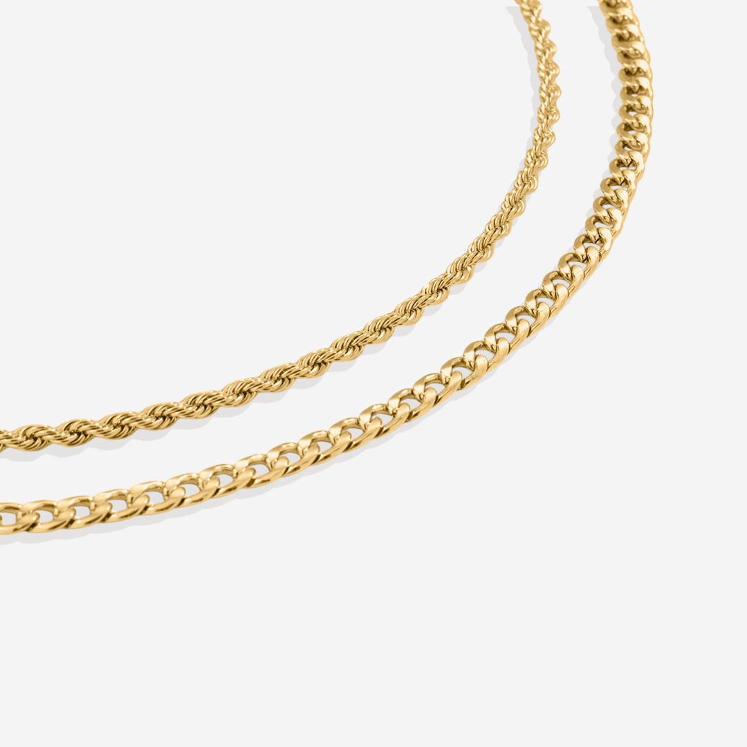 Rope & Cuban Layered Necklace Duo
