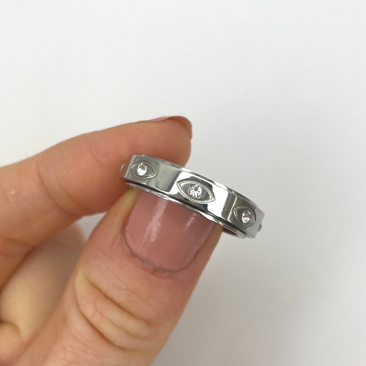 Silver Evil Eye Anxiety Ring
