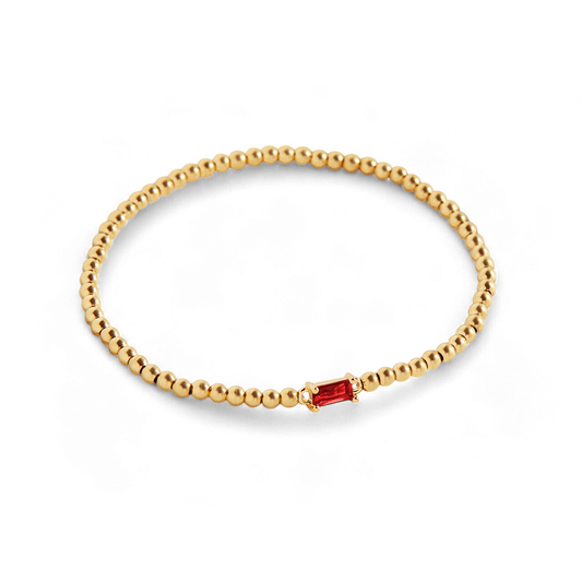 Gold Beaded Birthstone Bracelet