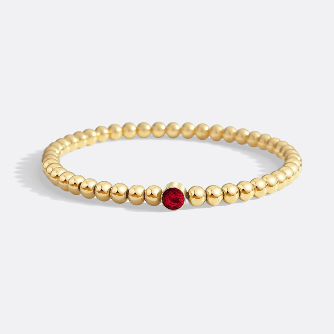 Gold Beaded Bubble Birthstone Bracelet