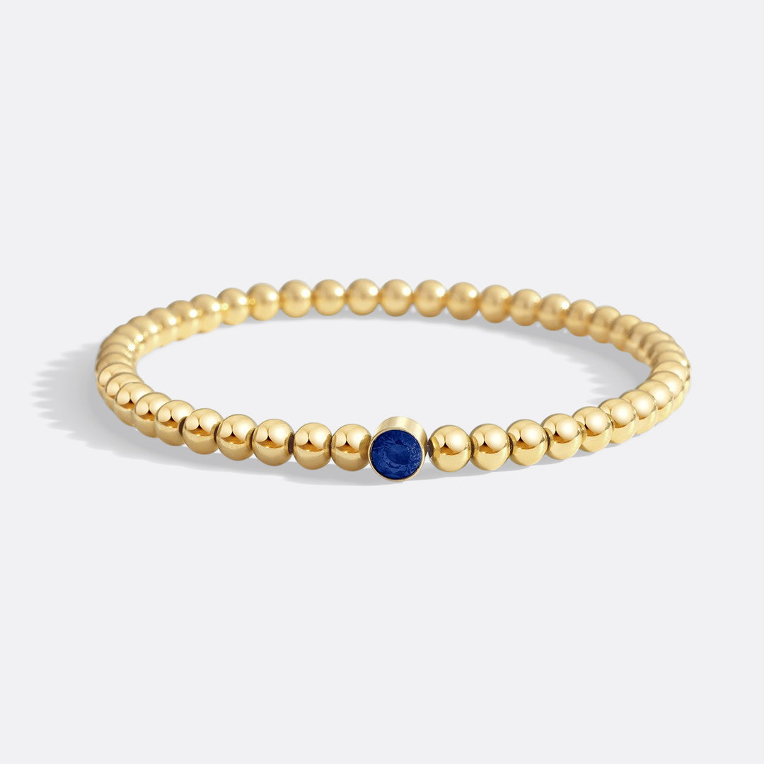 Gold Beaded Bubble Birthstone Bracelet
