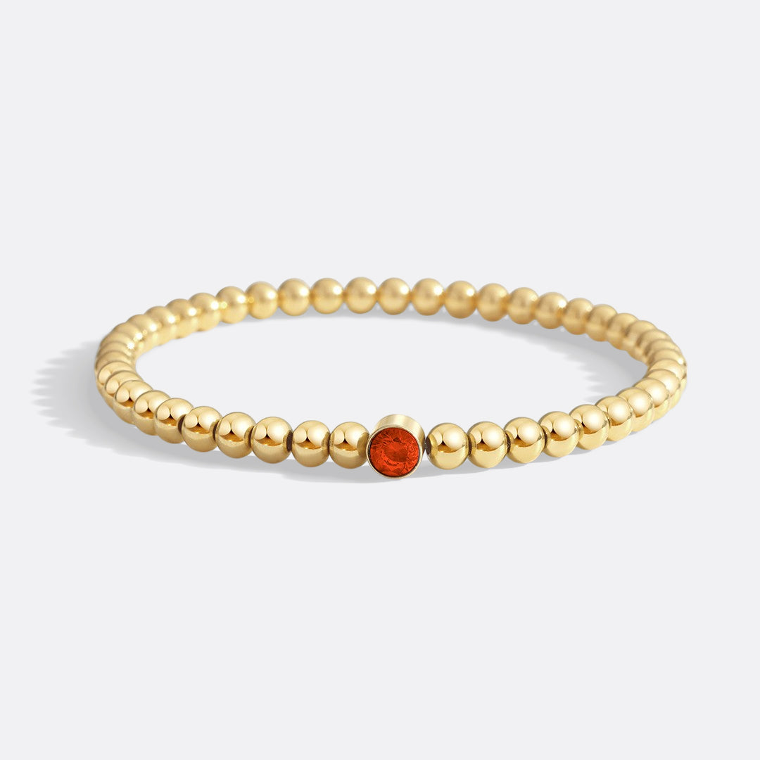 Gold Beaded Bubble Birthstone Bracelet