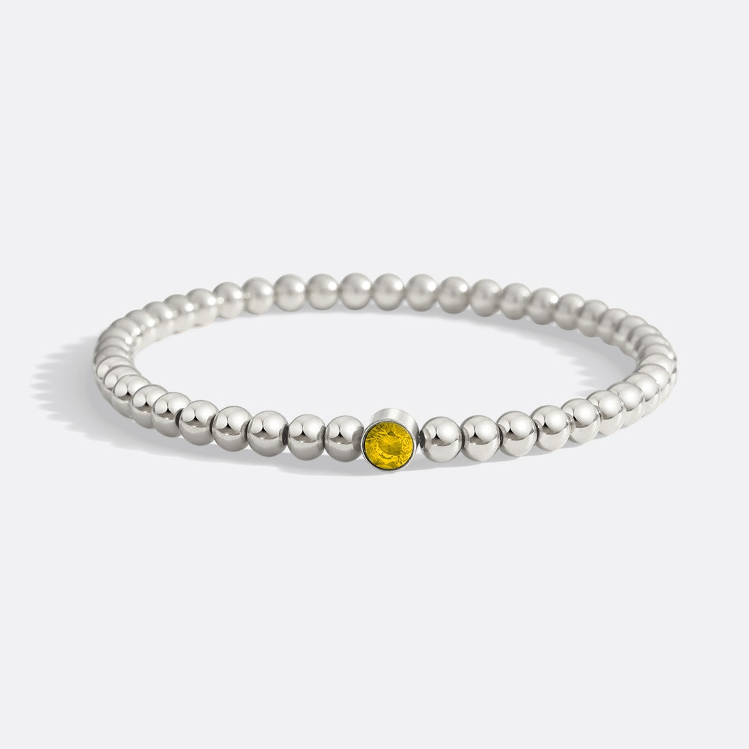Gold Beaded Bubble Birthstone Bracelet