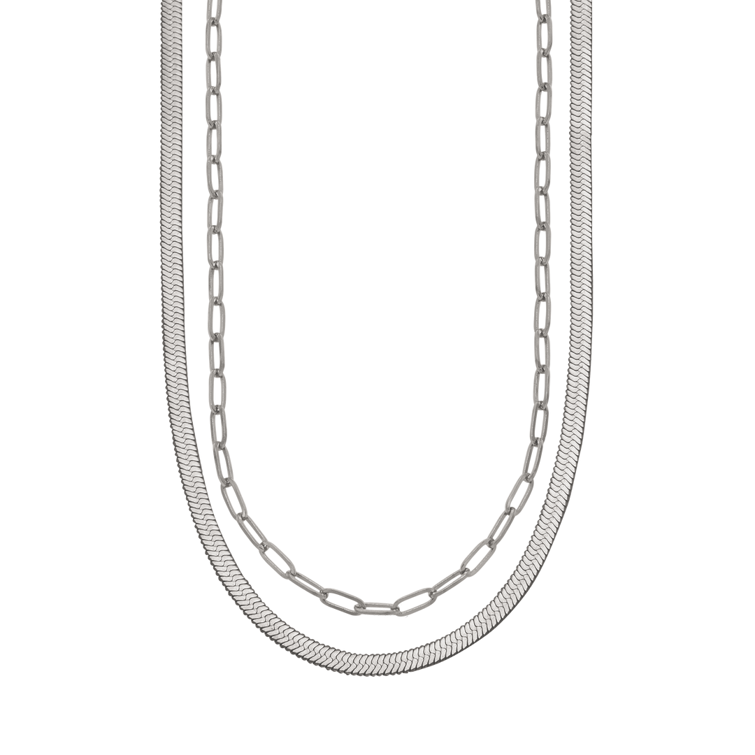 Herringbone & Paperclip Chain Set