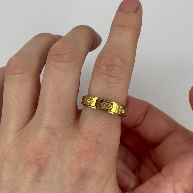 Gold Evil Eye Anxiety Ring